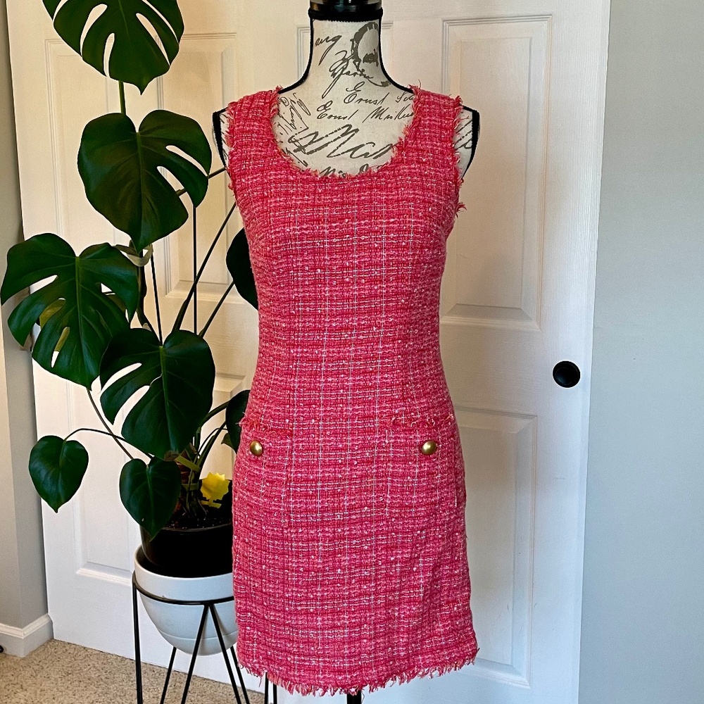 Laundry by Shelli Segal Tweed Fringe mini dress